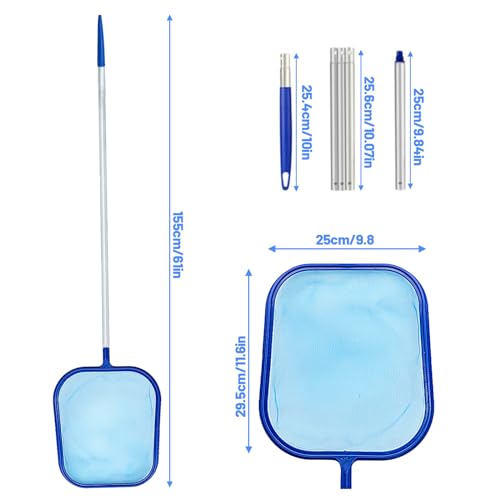 JJYHEHOT Pool Kescher, Poolreinigung Kescher Feinmaschig mit 120 cm Aluminium Teleskopstange, Skimmer Pool Kescher für Schwimmbad, Gartenteich, Aquarium, Spa
