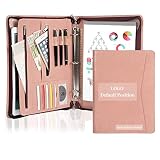 [Free Name Engrave] AZXCG Leather Pafolio with 3 Ring Binder for US Letter Size, Portfolio Business