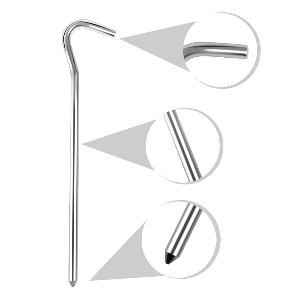 Śledzie namiotowe, 20 sztuk, śledzie namiotowe, Ø 6 mm, 18 cm, twarde podłoże, śledzie do namiotu, stalowe śledzie do twardych podłóg, do ogrodu, sztachetek, gwoździ