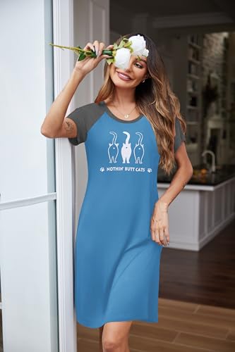 Image of Ekouaer Womens Nightgown Short Sleeve Night Dress Printed Sleepwear Soft Sleep Shirt S-3XL