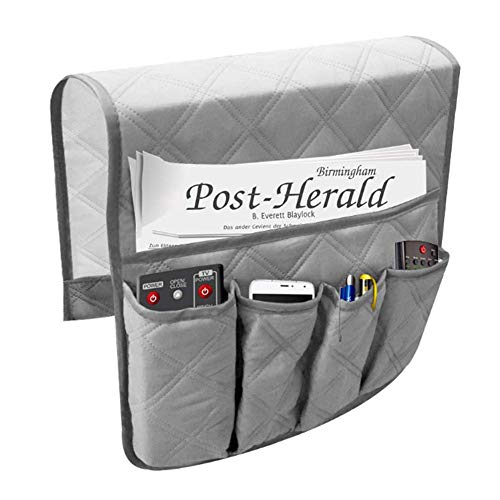 Venus valink Chevet Lit Agenda Suspendu Sac Rangement avec Plusieurs Poches Magazines Livres Support pour Maison Sofa - Gris