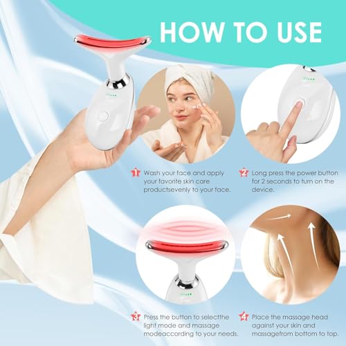 Doset Red-Light-Therapy-for-Face and Neck, Face 𝖲 culpting Wand Facial Massager with 7 Color (White)