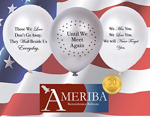 Image of Biodegradable Remembrance Balloons: 30pc White Personalizable Funeral Balloons for Balloon Releases & Sympathy Gifts | Created /Sold by AMERIBA, a USA company (White 1)