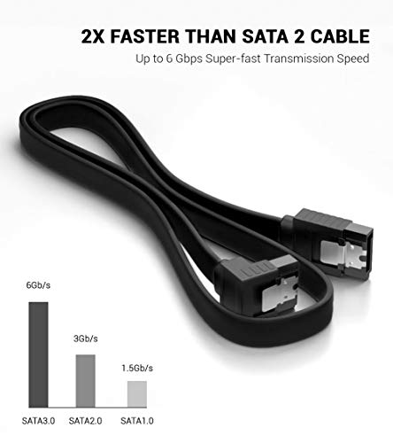 KUYiA SATA Cable III, 35cm Locking Latch Straight to 90 Degree Right Angled Data Leads 6Gbps Speed, HDD SSD DVD Writer Connection Cord Metal Clip L-Type Connector, Compatible Up to Serial ATA/ 600 - Image 2