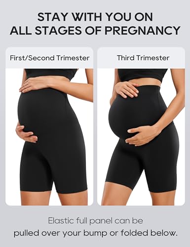 Image of CRZ YOGA Maternity Biker Shorts 6 inch | Butterluxe, Extremely Soft, Gentle Compression, Yoga, Super High Rise, U-shaped Belly, Pregnancy and Postpartum