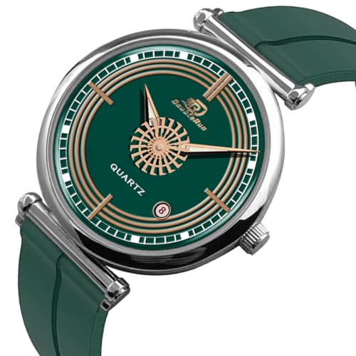 Image of DOUBLERUN Date Function White Color Silicone Strap Analog Wrist Watch for Men S 26-00-0