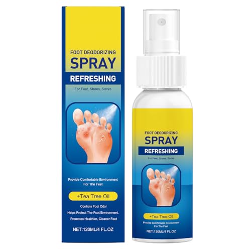 Spray Desodorizante Para Pies, Con Acéite De Árbol De Té, 120ml, Eliminador De Olores De Pies, Desodorante Natural Para Píes, Fórmula Para Control Del Sudor Y Refrescante, Para Hombres, Mujeres