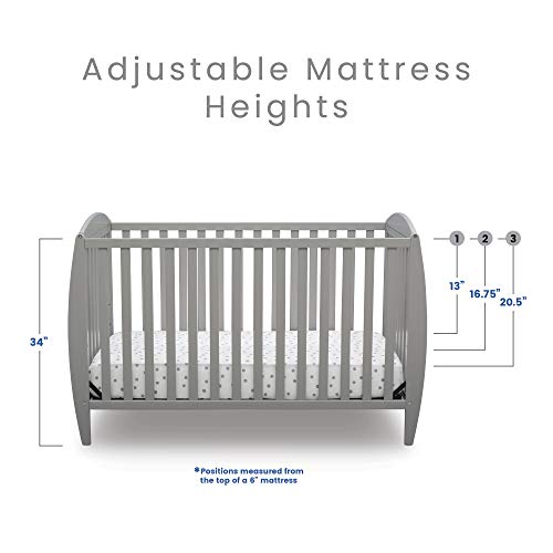 Delta Children Twinkle 4-In-1 Convertible Baby Crib, Easy To Assemble, Sustainable New Zealand Wood, Grey #TOP6