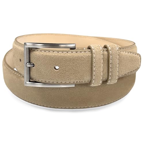 Image of Men's Belt Suede Full Leather Belt Casual Dress Leather Belt 1-3 /8 inch(35mm) Wide, Multi-Style Options
