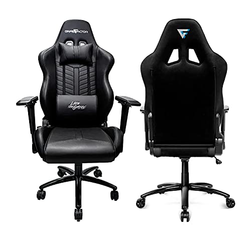 Game Factor CGC601-BK Silla Gamer, Tapizada con Piel,...