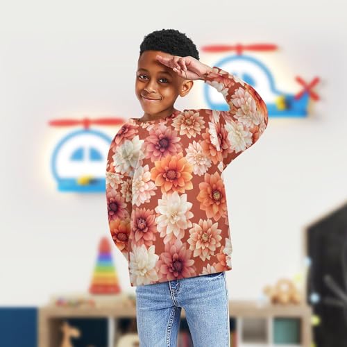 JUNZAN Cartoon Dahlia Terracotta Little Girls Hooded Sweatshirt Fleece Hoodie for Boys Athletic 4T4