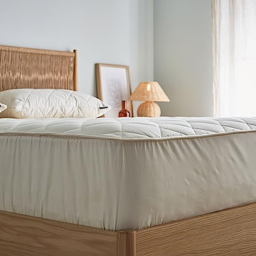 Woolroom Deluxe Hypoallergenic Mattress Protector Full Size - 100% Natural Thermoregulating British Wool Mattress Pad - Promotes Sleep Hygiene & Mattress Protection - Machine Washable Mattress Cover