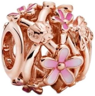 PANDORA Openwork Pink Daisy Flower Charm - Compatible with PANDORA Moments - Stunning Women's Jewelry - Gift for Her - Made with PANDORA Rose & Enamel - With Gift Box