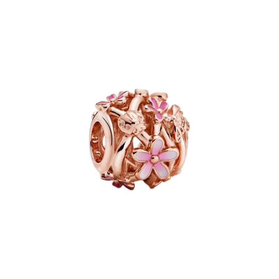 PANDORA Openwork Pink Daisy Flower Charm - Compatible with PANDORA Moments - Stunning Women's Jewelry - Gift for Her - Made with PANDORA Rose & Enamel - With Gift Box
