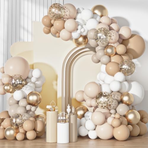 Ouddy Party White Sand Gold Balloon Arch Garland Kit 18 12 10 5 Inch