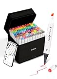 Brled 80 Colors Alcohol Markers with Free App, Chisel & Fine Tip Alcohol-Based Marker Set for Adults, Dual Tip Artist Markers for Drawing, Coloring Illustration, Painting and Great Gift Idea