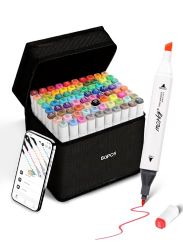 80-Color Alcohol Marker Set with Free App