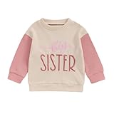 BeQeuewll Fall Toddler Baby Boy Girl Clothes Sister Brother Matching Outfit Letter Print Long Sleeve Sweatshirt Bubble Romper (Sis Sweats-Pink, 4-5T)