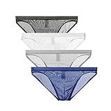Mens Solid Color Low Rise See Through Triangle Briefs Underwear Lingerie