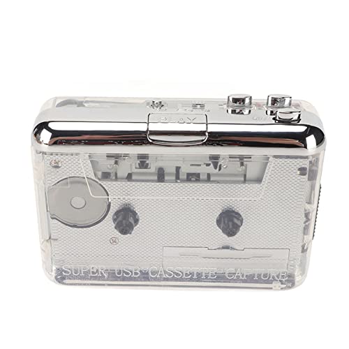 Retro Cassette Tape to The MP3 Player in Transparent Shell with Stereo Sound, Light Portable Design, Works with a 3.5 Mm Auxiliary Connector, for Outdoor Trips, ABS Material