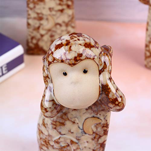 BESPORTBLE 3 peças Ornamentos de cerâmica Enfeite de mesa de macaco engraçado Decoração de casa Deco