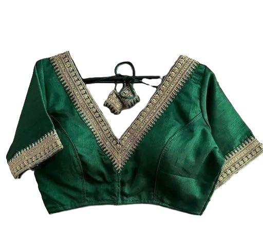 Stylus Cotton Cambric Women Blse Solid Short Sleeve Ethnic Casual Festive Saree Matching Comfortable Top-image-7