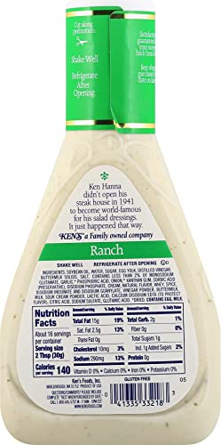 Ken’s Steakhouse Dressing, Ranch Dressing, Gluten Free, Use As Dressing, Spread Or Dipping Sauce For Added Flavor (Ranch, 16 Fl Oz (Pack Of 6)) #TOP3