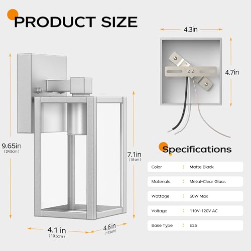 WIHTU Outdoor Lights for House, LED Exterior Front Porch Light Fixtures for Outside, Waterproof Wall Light Outdoor, Sconce Lights for Patio, Garage, Doorway, Entryway (Silver)