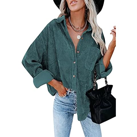 YMING Women's Casual Corduroy Blouse with Pockets Cover