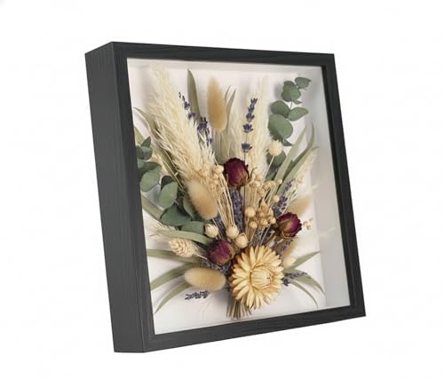Qinpufu 9x9 Shadow Box Frame, 3 Deep Picture Frame with Magnetic Clasp, Memory Box Display Case for Jersey Medal Ticket and 3D Items - Black
