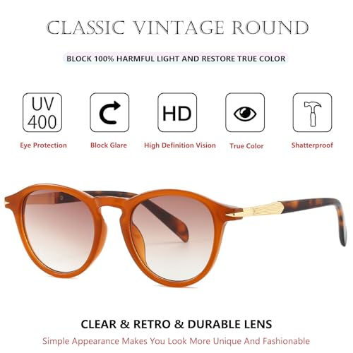 Vintage Round Sunglasses for Men Women Trendy Retro Thick Frame Sun Glasses4