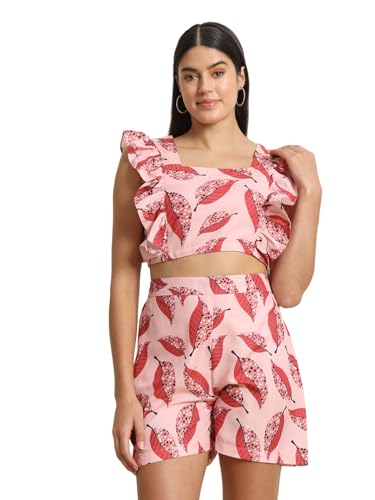 Image of Womens 2-Piece Printed Coord Set | Crop Shrit & Skirt-Short Dress