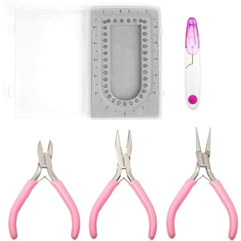 INDIVSHOW Jewelry Making Supplies with 3pcs Jewelry Pliers Needle/Chain Nose Pliers, Round Nose Pliers and Wire Cutter, Bracelet Bead Board for Jewelry Repair, Wire Wrapping, Crafts Cover