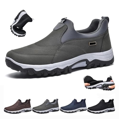 Enjerr Orthopedic Balance Shoes Men for Balance,Men's Comfortable Breathable Orthopedic Walking Hiking Shoes,Men's Arch Support Slip-on Waterproof Loafers