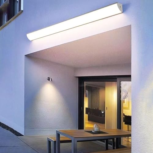 LED Esterni Lungo Lampada da Parete Ovale Moderna Alluminio Applique da Parete IP65 Impermeabile Interno 3000K/4500K/6000K Illuminazione da Parete Interni per Balcone (Bianco Luce Neutra,150cm)