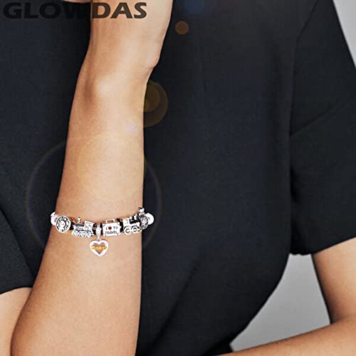 I Love To Travel Suitcase Charms Fit Pandora Woman Holiday Bracelet, 925 Sterling Silver Handbag Enamel Red Heart Box Beads, My First Mothers Day Gifts For Best Mom/Nana/Grandma/Godmother #TOP3