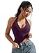 OMKAGI Womens Tank Tops Sexy Halter V Neck Going Out Tops Sleeveless Y2K Crop Top(XS,293-Violet Purple)
