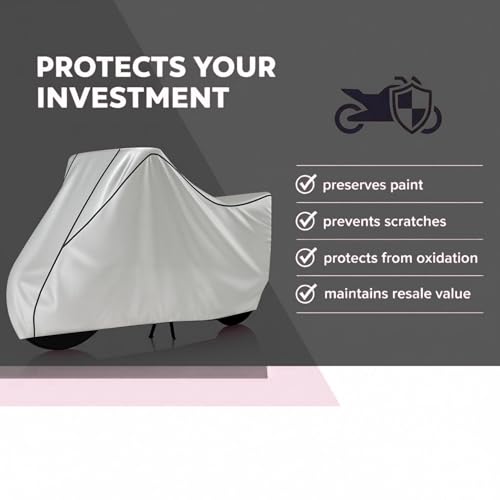 Image of Stylish Water Resistant Bike Body Cover Compatible with Meteor 350 & All Models | UV Protection, Dustproof, Heat Resistant, Two Wheeler | New All Weather Protection, Dust & Rain