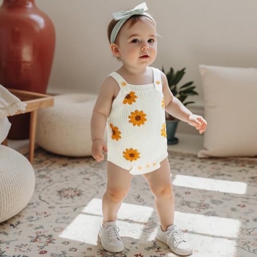 Baby Girl Winter Clothes Newborn Knit Sweater Romper Flower Knitted Onesie Top Cute Infant Fall Overalls Outfits2