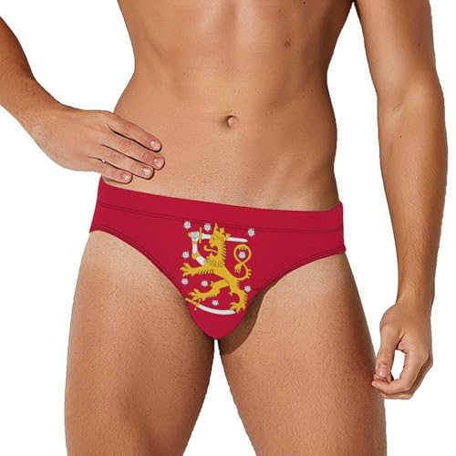Coat Arms of Finland Mens Swim Briefs Quick Dry Triangle Trunks Swimsuit Swimming Bikini Swimwear