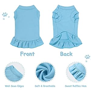 6 Pieces Dog Dresses Dog Shirt Skirt Dog Sleeveless Dress Breathable Pet Shirts with Ruffles Dog Sundress Dog Outfits for Dogs and Cats Cute Style S Size
