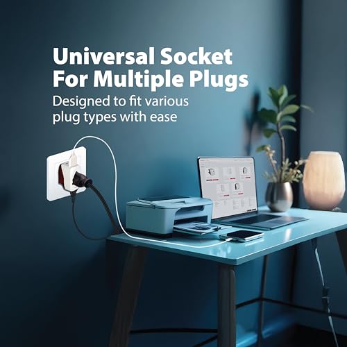 Image of Havells 6A /16A, 240V AC 3 Pin Nickel Plated Brass Adaptor for Regular Use,Flame Retardant, UV Stabilized for Safety Assurance During Fire Catching, Photo Degradation and Physical Destruction., White