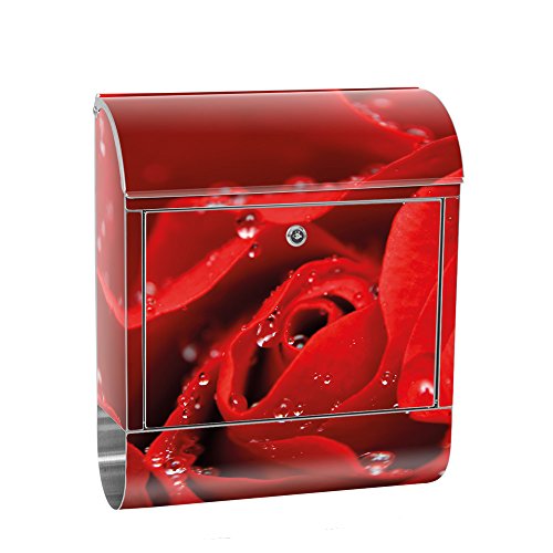 Buzón de liwwing de acero inoxidable con diseño y compartimento para el periódico, con compartimento para periódicos, diseño XXL, buzón de pared, flores, flores, naturaleza, amor, flores, n.º 0024.