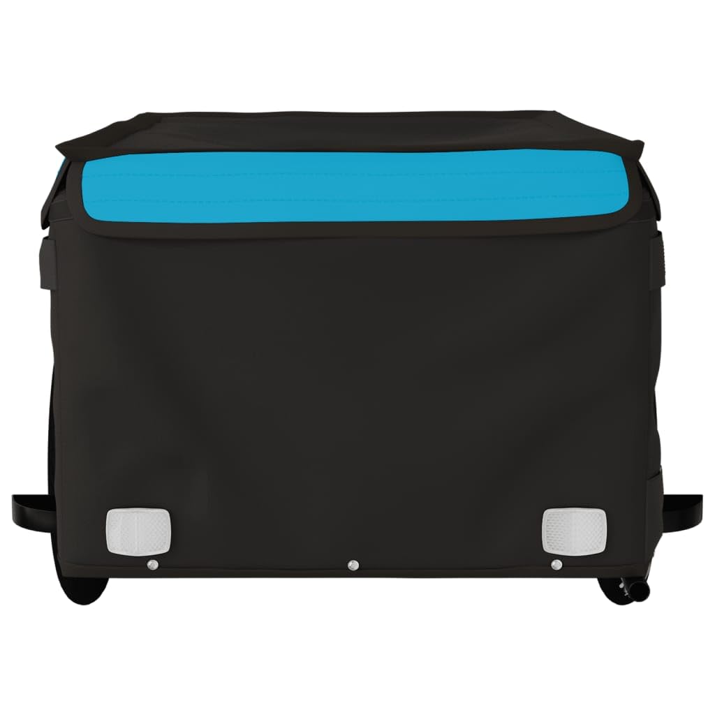 Mangloder Fahrradanhänger Schwarz Blau Eisen mit Deichsel, Sicherheitsflagge, Laderaum 62x40x31, für Transport, Camping, Familienausflüge, Hunde- und Gepäckanhänger, faltbar