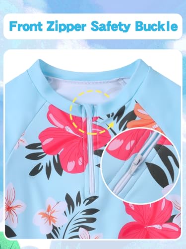 Image of Valcatch Girls Rash Guard Set 2 Piece Long Sleeve UPF 50+ Quick Dry Swimsuit with Ruffle Shorts