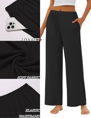 Ekouaer Pajama Pants for Women Soft Comfy Pajama Bottoms Casual Stretch Wide Leg Pants with Pockets3