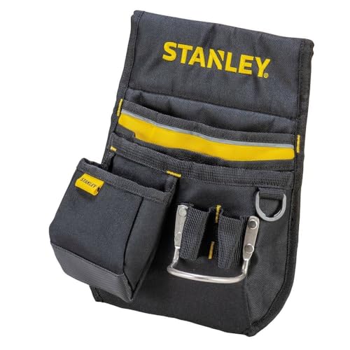Stanley 1-96-181 Belt Bag/Tool Belt (33.2 x 23.5 x 7.5 cm, 600 Denier Nylon, with 2 Nail Pockets, 1 Hammer Holder and 1 Tape Measure Pocket, Easy Access Compartments)