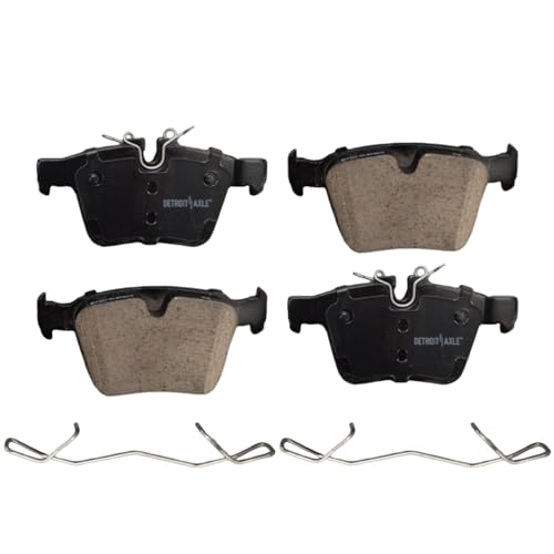 Image of Detroit Axle - Rear Brake Pads for Volvo C40 S60 XC60 XC90, V60 V90 Cross Country Jaguar XF XE E-Pace, Land Rover Discovery Sport Range Rover Velar, Ceramic Brake Pads with Hardware Replacement