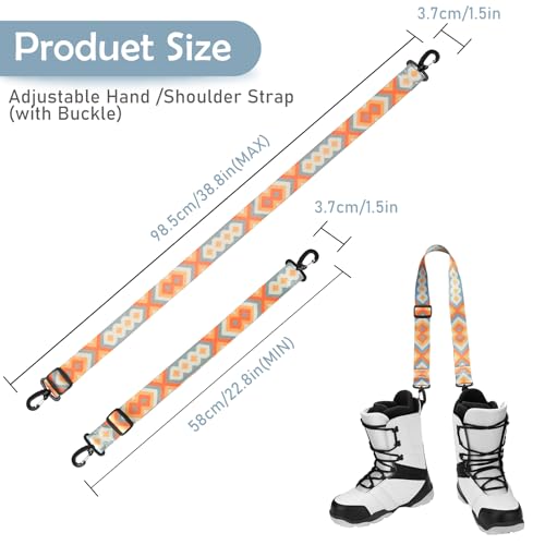 AzReference Ski and Boot Carrier Straps, Adjustable Shoulder Sling Leash, Roller Skate Leash for Skiing Snowboarding Ice Skates Rollerblades, Orange