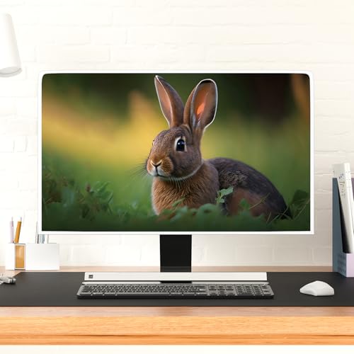 Image of Cute Rabbit Television Cover 45,46,47,48 Inch Waterproof Nature Bunny Hare Grassland Full Body Cover for TV Screen Weatherproof Dust-Proof Anti-Scratch Television Covers for LED LCD OLED